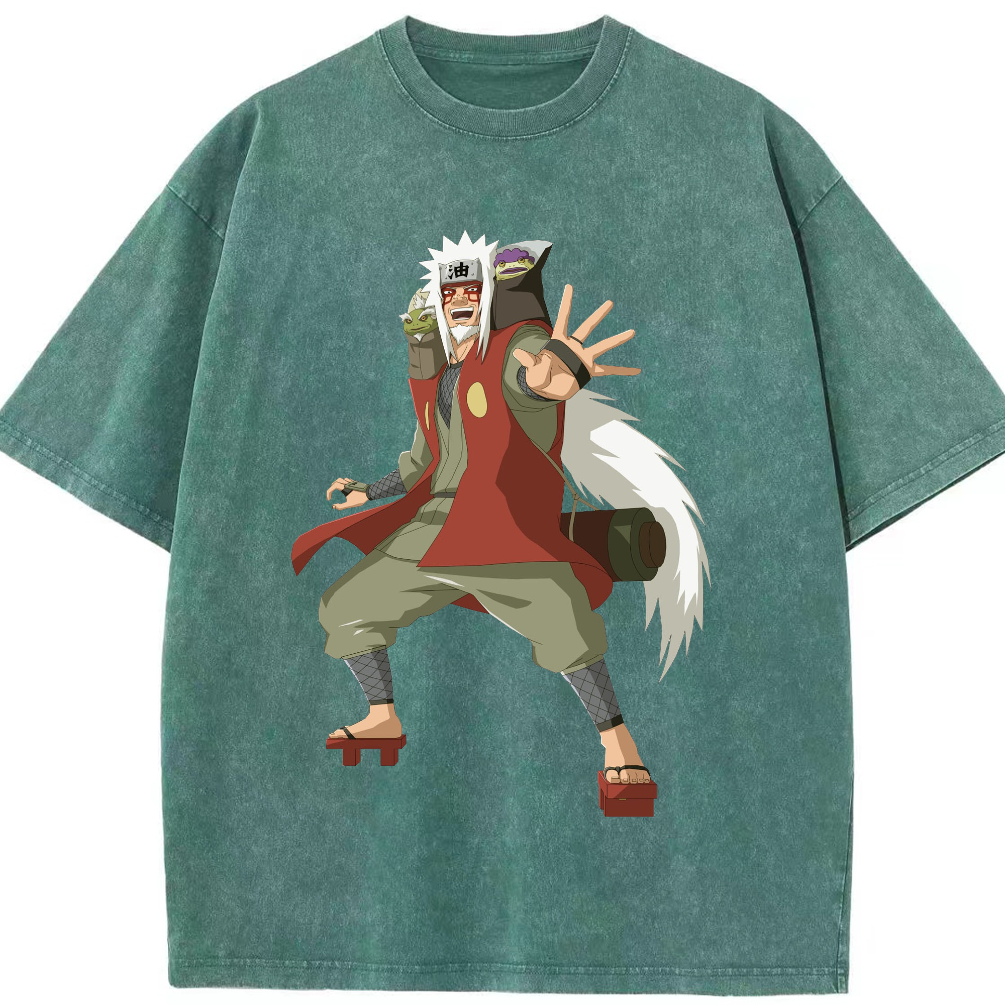 （画像用） NARUTO -ナルト- 自来也（じらいや） Jiraiya 綿100% ヴィンテージ風 半袖Tシャツ（フロントプリント）